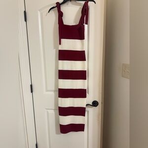 MARBLE Red and White Striped Maxi Dress